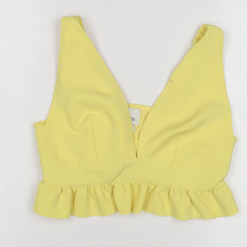River Island Women's Yellow Cropped Blouse, Size 12