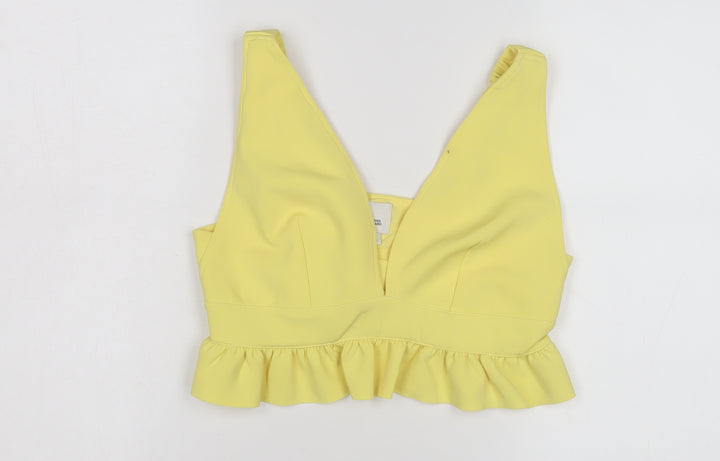 River Island Women's Yellow Cropped Blouse, Size 12
