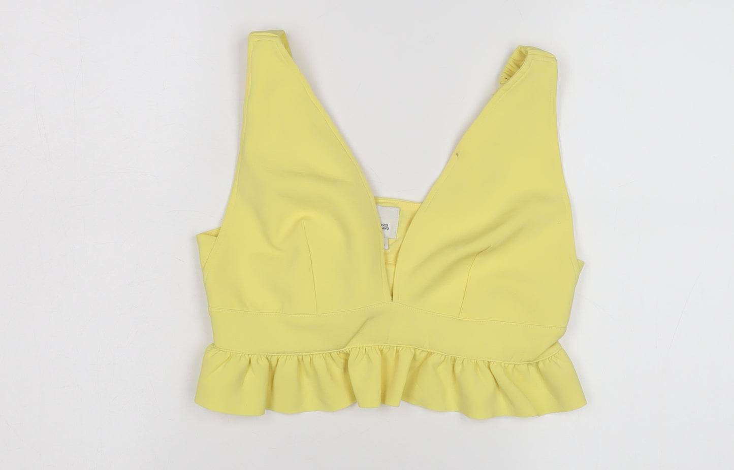 River Island Women's Yellow Cropped Blouse, Size 12