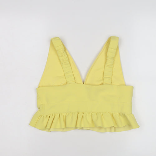 River Island Women's Yellow Cropped Blouse, Size 12