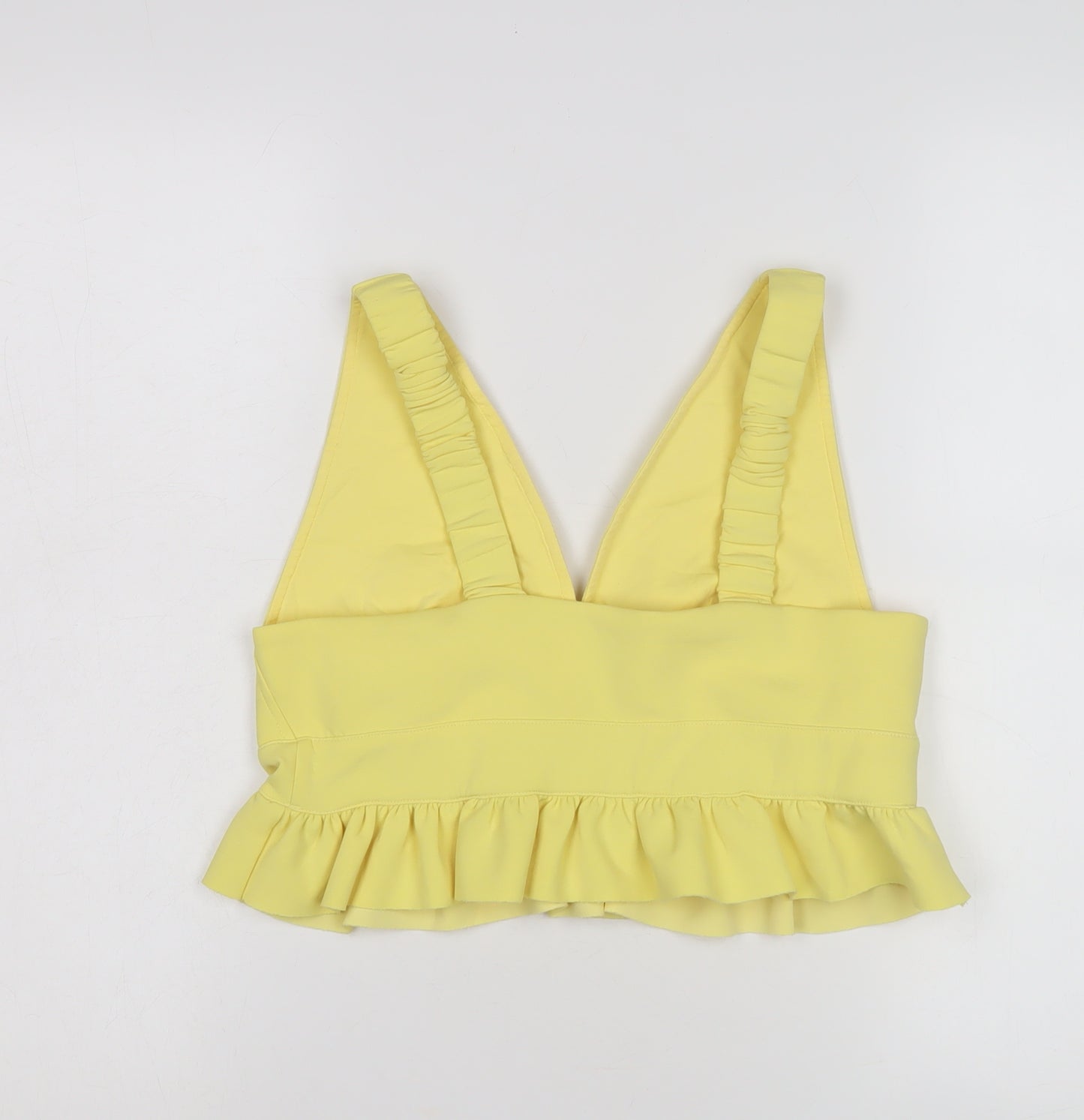 River Island Women's Yellow Cropped Blouse, Size 12