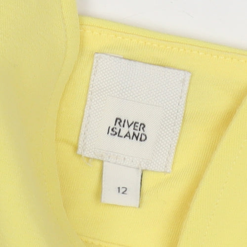 River Island Women's Yellow Cropped Blouse, Size 12