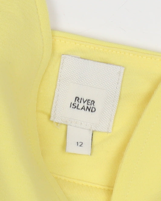 River Island Women's Yellow Cropped Blouse, Size 12