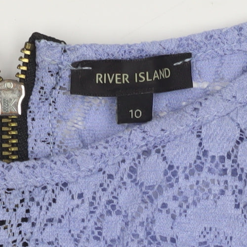 River Island Women's Purple Lace Top, Size 10