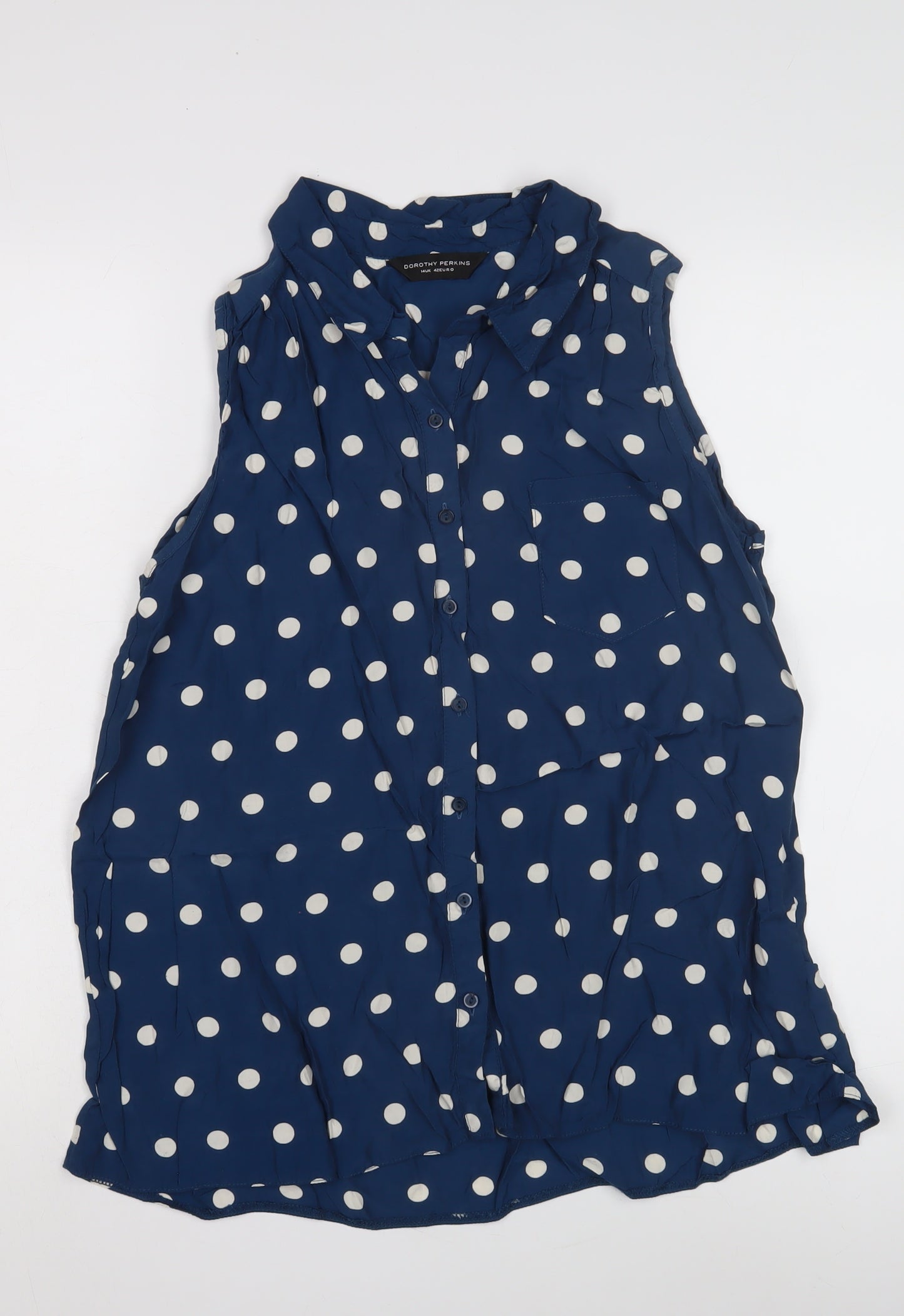 Dorothy Perkins Women's Blue Polka Dot Blouse, Size 14