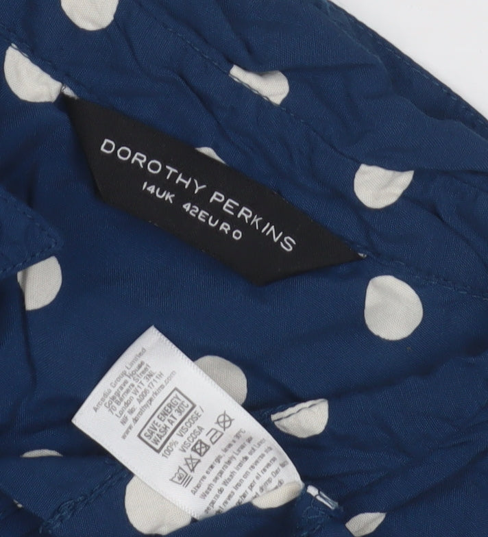 Dorothy Perkins Women's Blue Polka Dot Blouse, Size 14