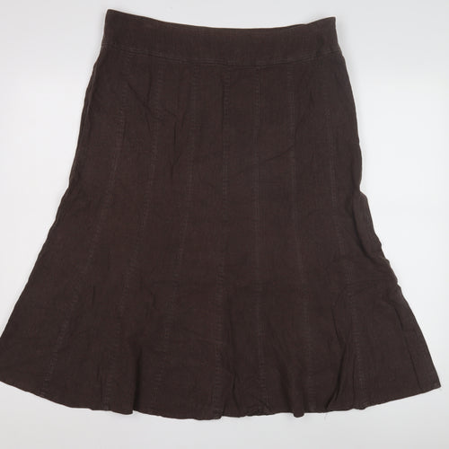 EWM Women's Brown Linen A-Line Skirt Size 16