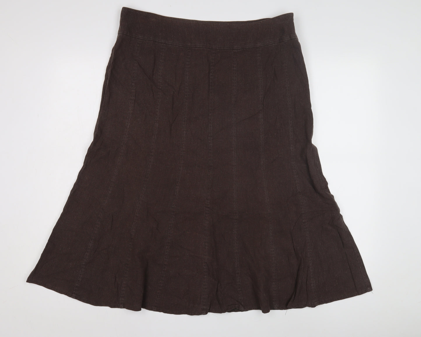 EWM Women's Brown Linen A-Line Skirt Size 16