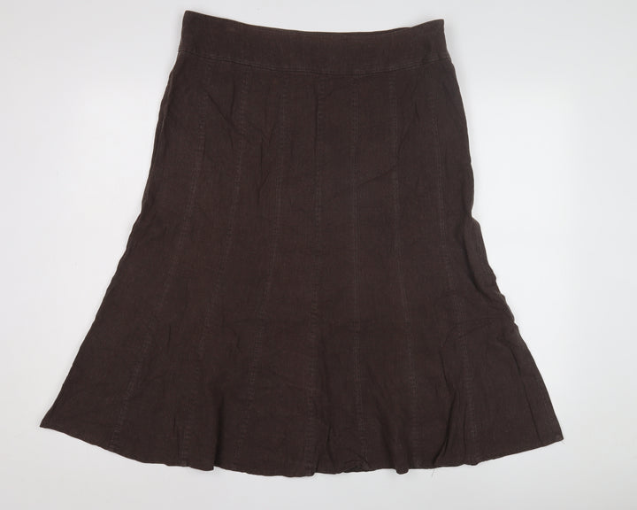 EWM Women's Brown Linen A-Line Skirt Size 16