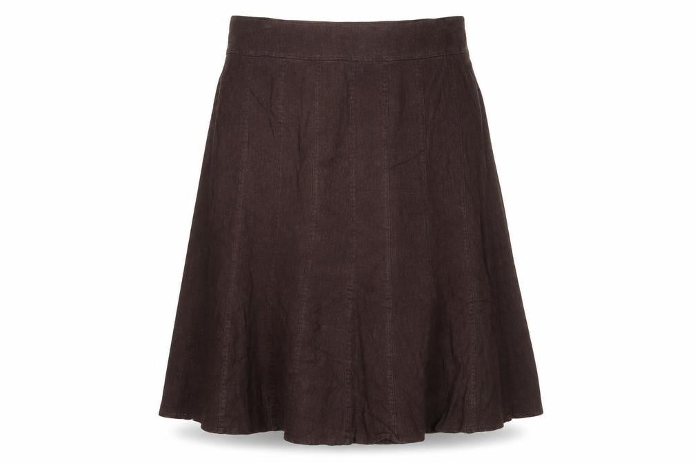 Front view of EWM Women's Brown Linen A-Line Skirt, size 16