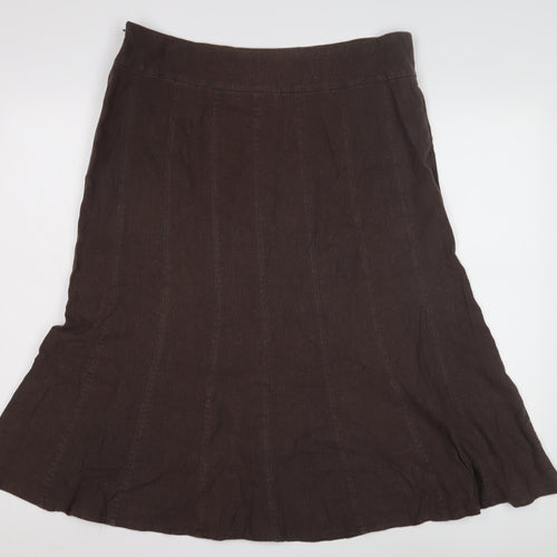 EWM Women's Brown Linen A-Line Skirt Size 16