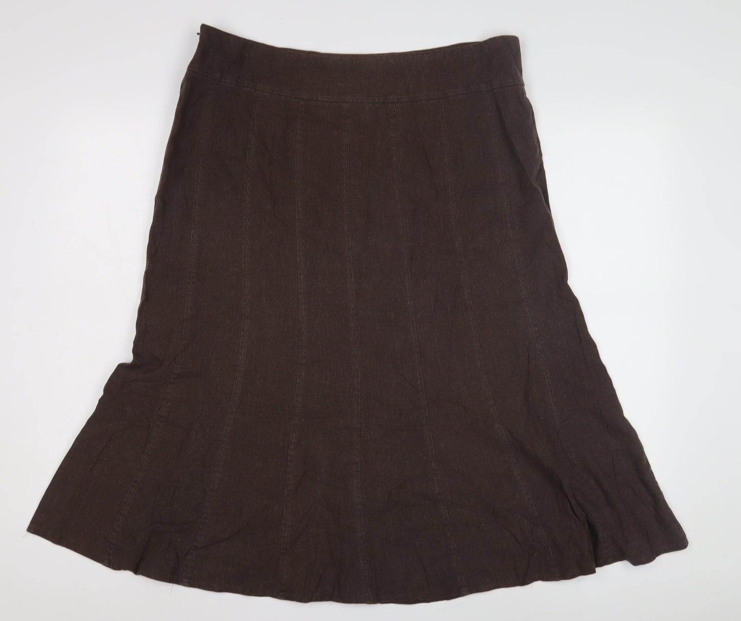 EWM Women's Brown Linen A-Line Skirt Size 16