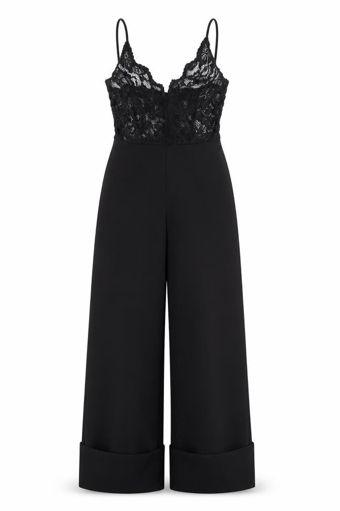 Front view of Marks & Spencer Women's Black Lace Jumpsuit, size 6