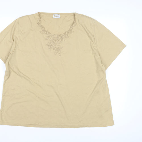 Roman Originals Women's Beige XL Embroidered T-Shirt