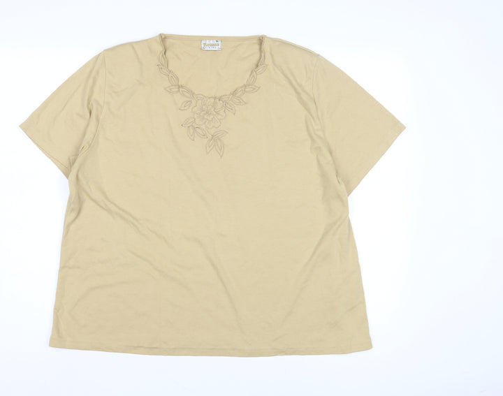 Roman Originals Women's Beige XL Embroidered T-Shirt