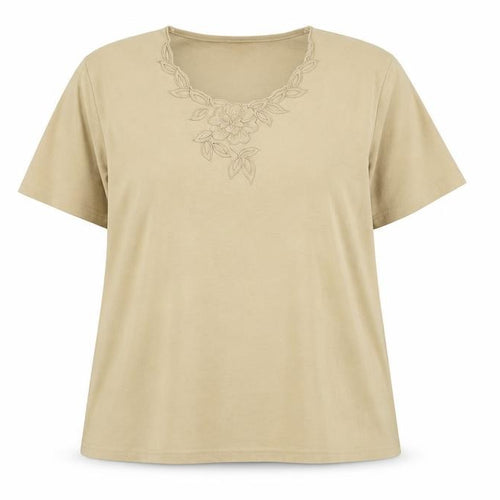 Roman Originals Women's Beige XL Embroidered T-Shirt