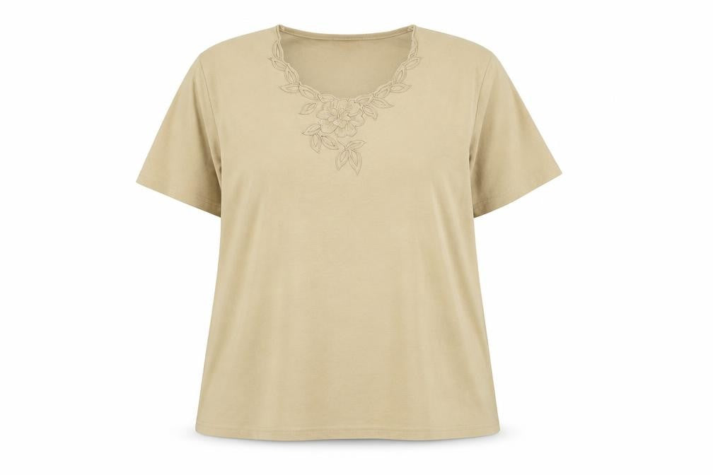 Roman Originals Women's Beige XL Embroidered T-Shirt