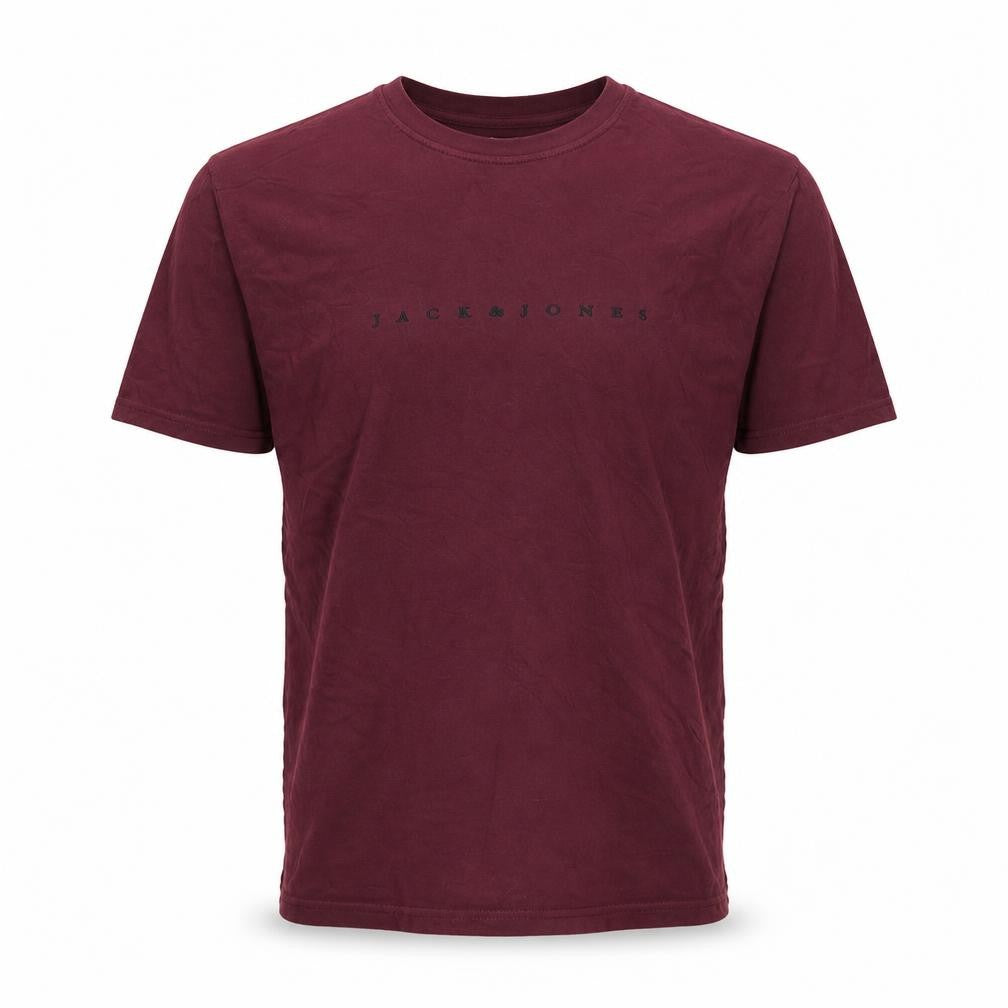 Front view of Jack & Jones Men’s Red Small Logo T-Shirt