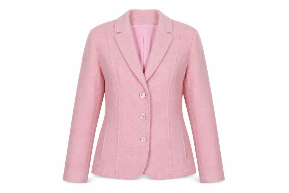 Front view of Eugen Klein Women's Pink Blazer Jacket, size 12