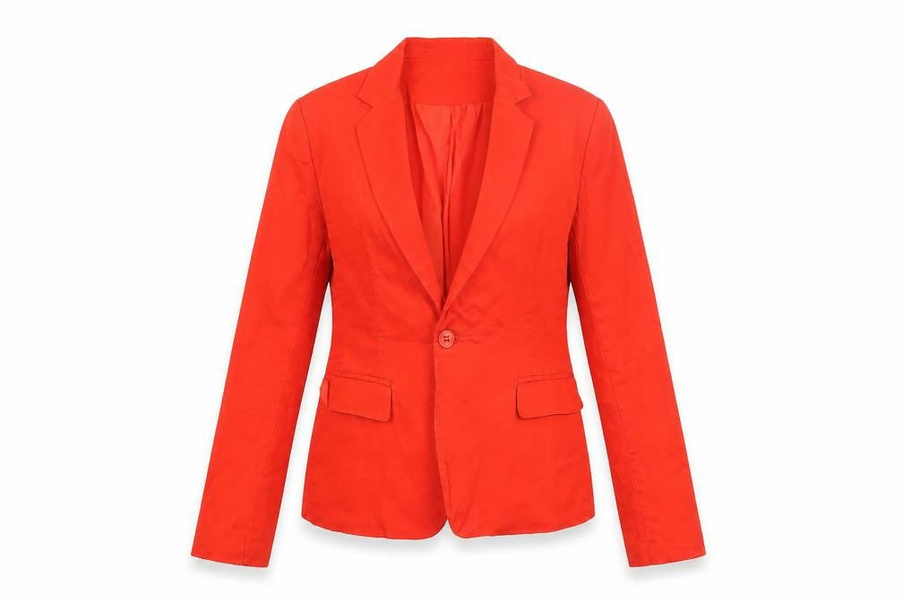 Front view of Autograph Women's Red Blazer, size 8, Slim Fit
