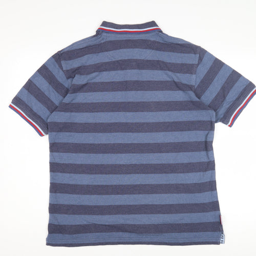Cotton Traders Men's Blue Striped Polo Shirt M