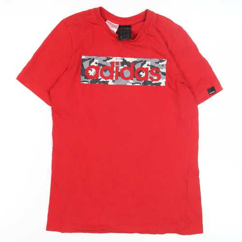 Adidas Boys Red Graphic Print T-Shirt 11-12 Years
