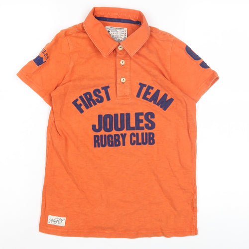 Joules Boys Orange Polo Shirt M Classic Rugby Style