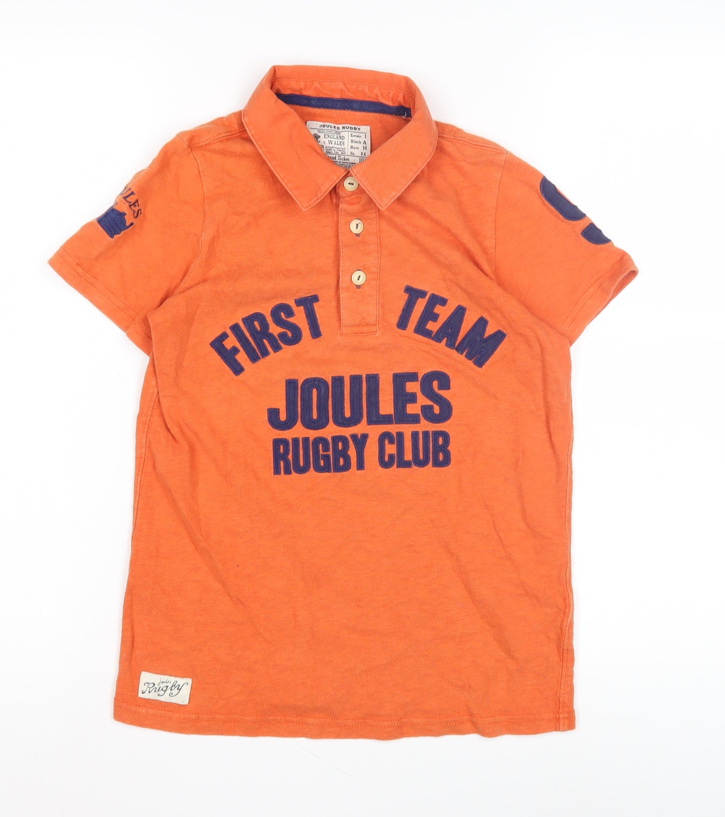 Joules Boys Orange Polo Shirt M Classic Rugby Style