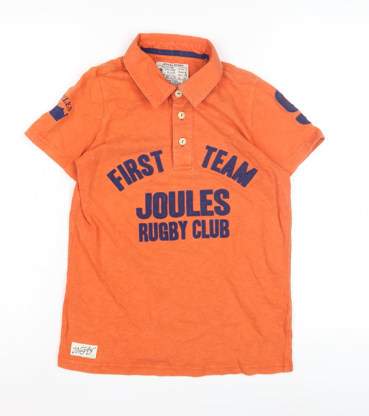 Joules Boys Orange Polo Shirt M Classic Rugby Style