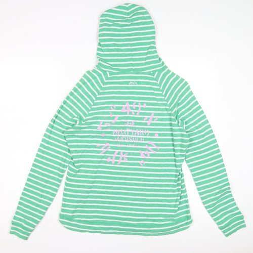 Joules Women's Green Striped Hoodie - Size 16
