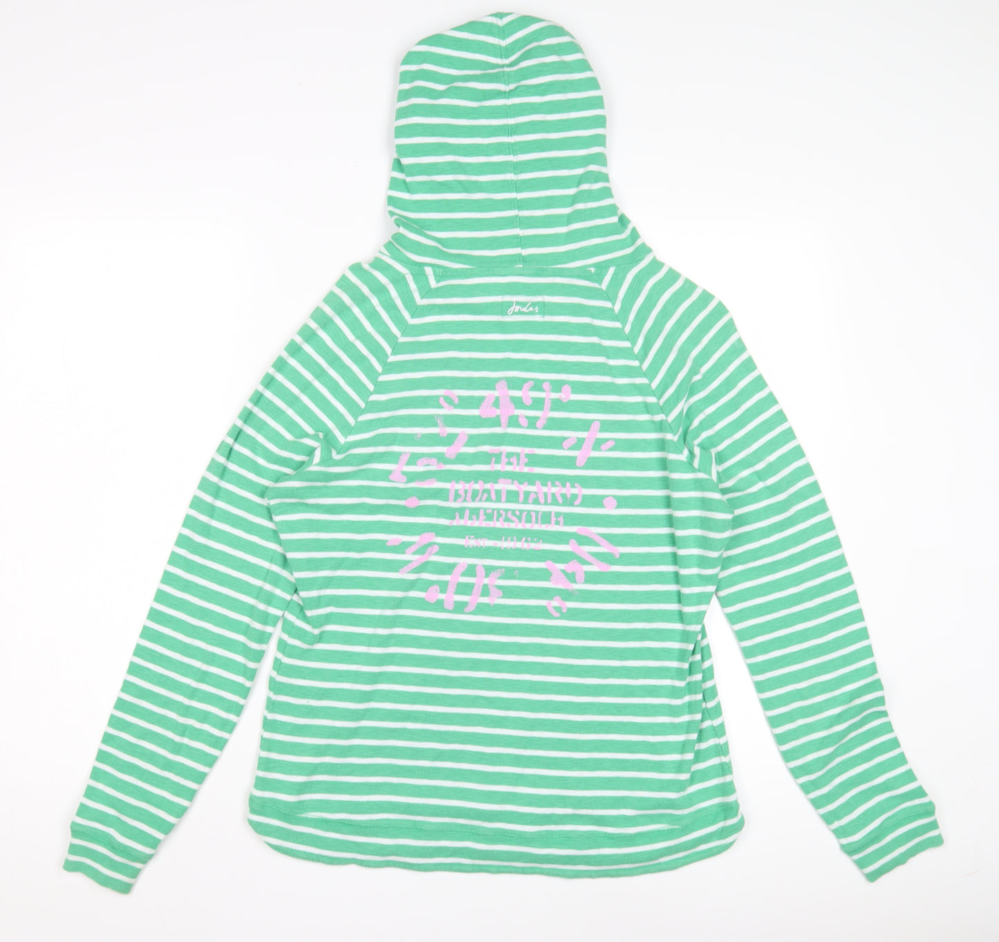 Joules Women's Green Striped Hoodie - Size 16