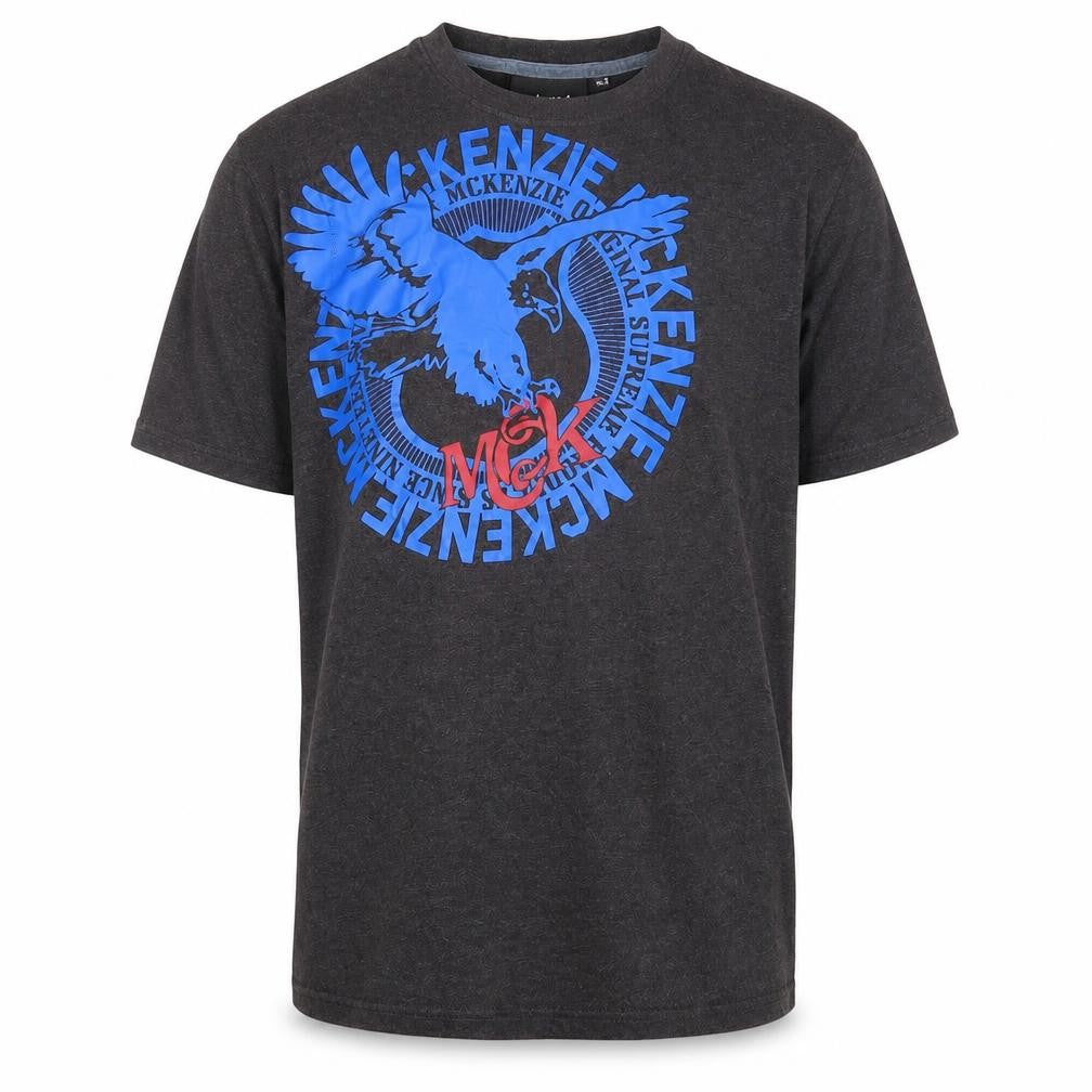Front view of McKenzie boys’ black xl graphic print t-shirt