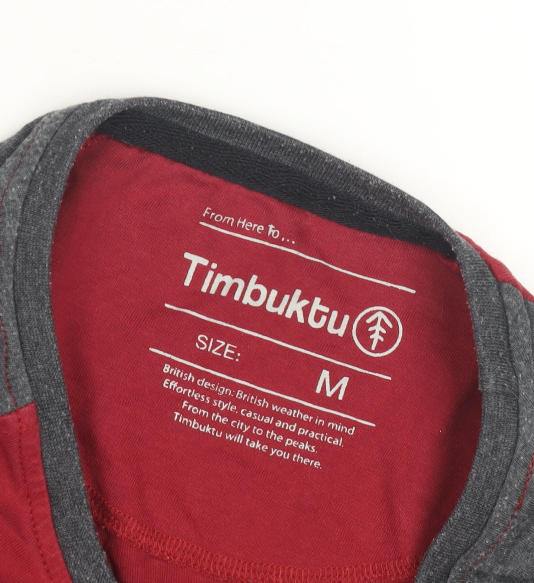 Timbuktu Men's Red Grey Long Sleeve T-Shirt, M