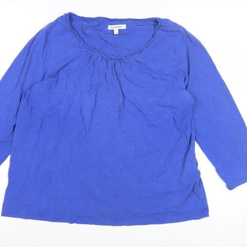 Classic Women's Blue 3/4 Sleeve Basics Top Size 16