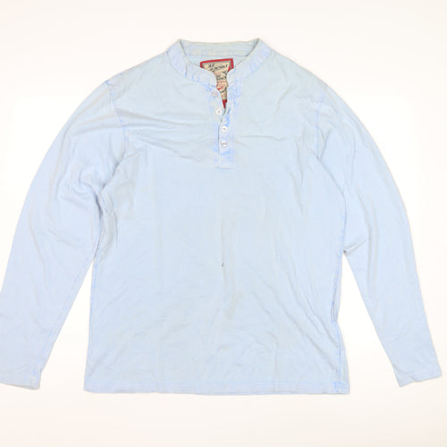 Joe Browns Men's Blue Henley Long Sleeve T-Shirt L