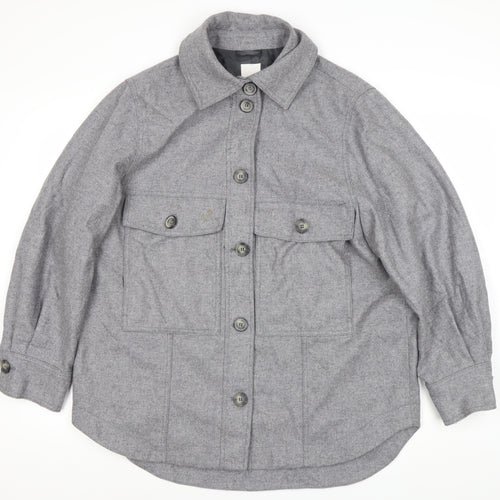 H&M Men's Grey Wool Blend Mid-Length Jacket M