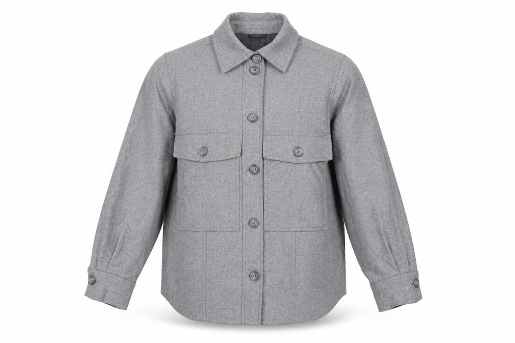 Front view of H&M Men's Grey Wool Blend Mid-Length Jacket M