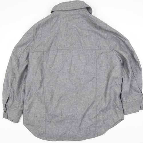 H&M Men's Grey Wool Blend Mid-Length Jacket M