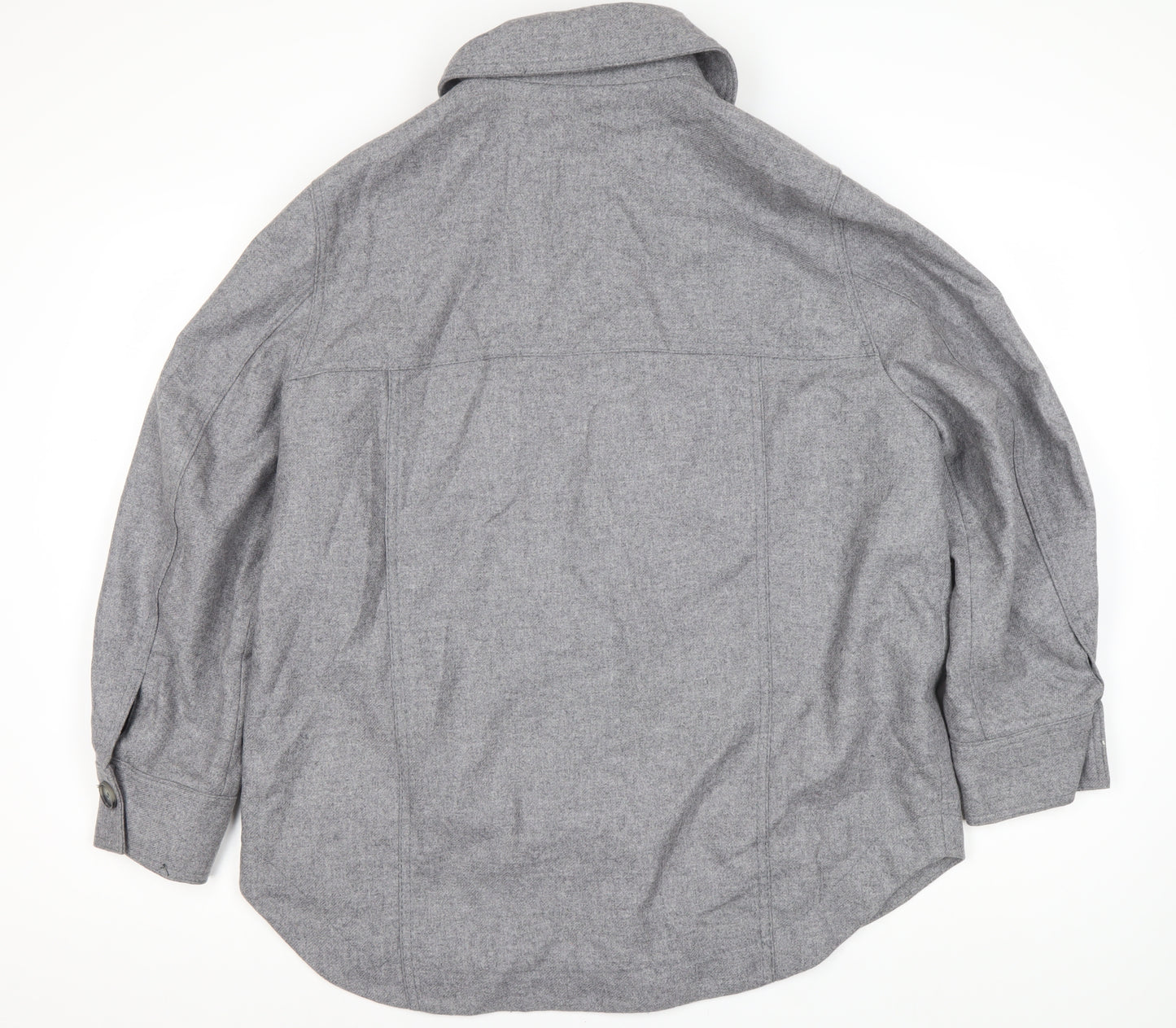 H&M Men's Grey Wool Blend Mid-Length Jacket M