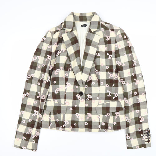 Joseph Women's Brown Check Blazer, Size 16, Classic Fit