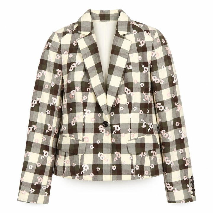 Joseph Women's Brown Check Blazer, Size 16, Classic Fit