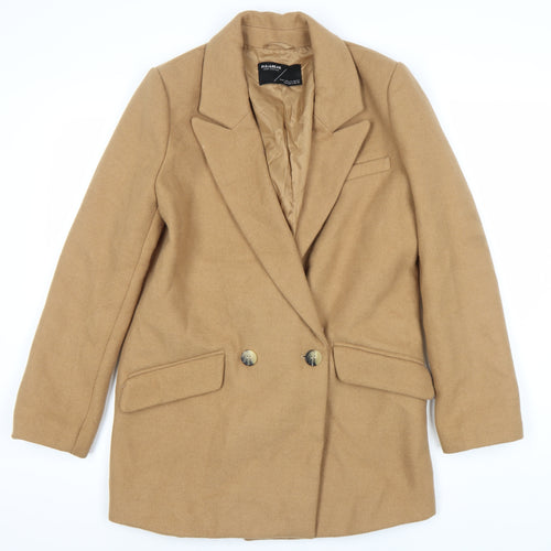 Pull&Bear Women's Brown Mid-Length Overcoat