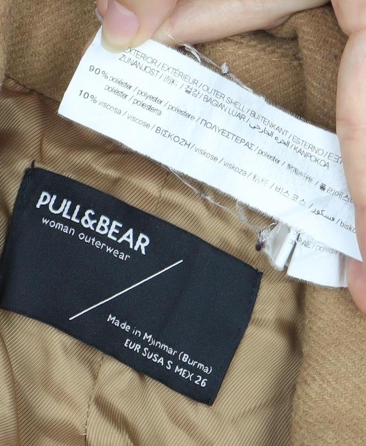 Pull&Bear Women's Brown Mid-Length Overcoat