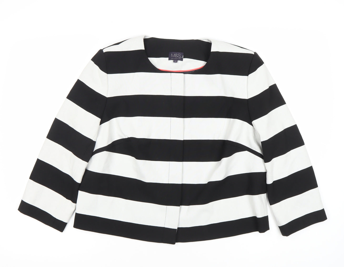 Marks and Spencer Women's Black Striped Blazer UK 14