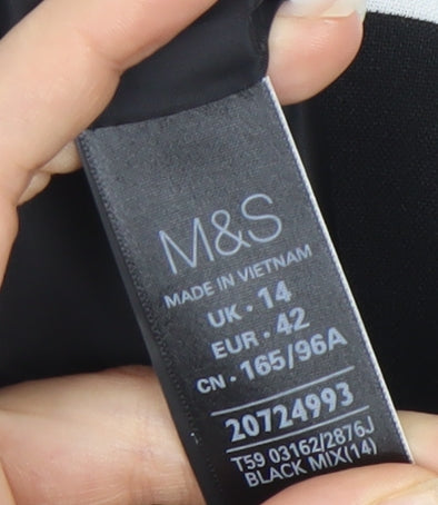 Marks and Spencer Women's Black Striped Blazer UK 14