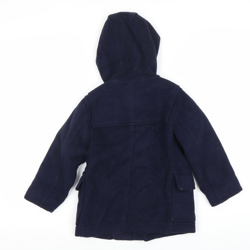 Gap Boys Blue Duffle Coat 4 Years Plaid Hooded Winter