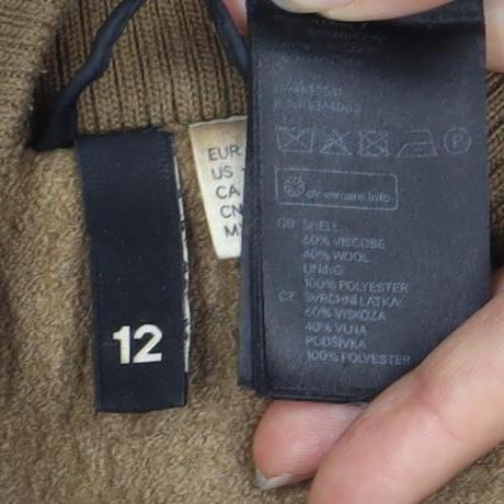 H&M Women's Brown Basic Jacket, Size 12, Mid-Length