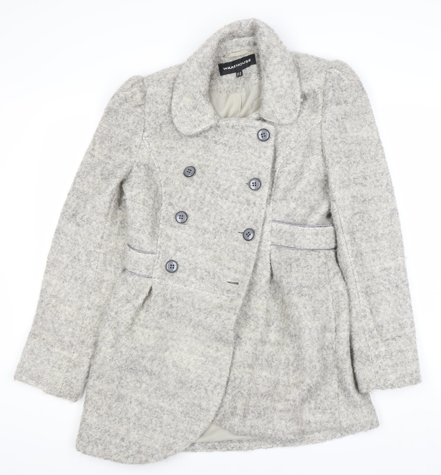 Warehouse Women's Grey Pea Coat Size 10