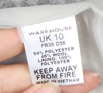 Warehouse Women's Grey Pea Coat Size 10