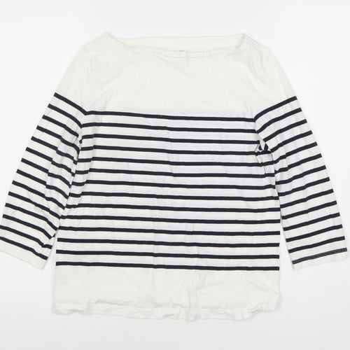 MNG Women's White Black Striped T-Shirt Size 12